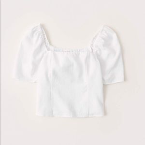 Abercrombie Linen Blend Puff Sleeve Top
